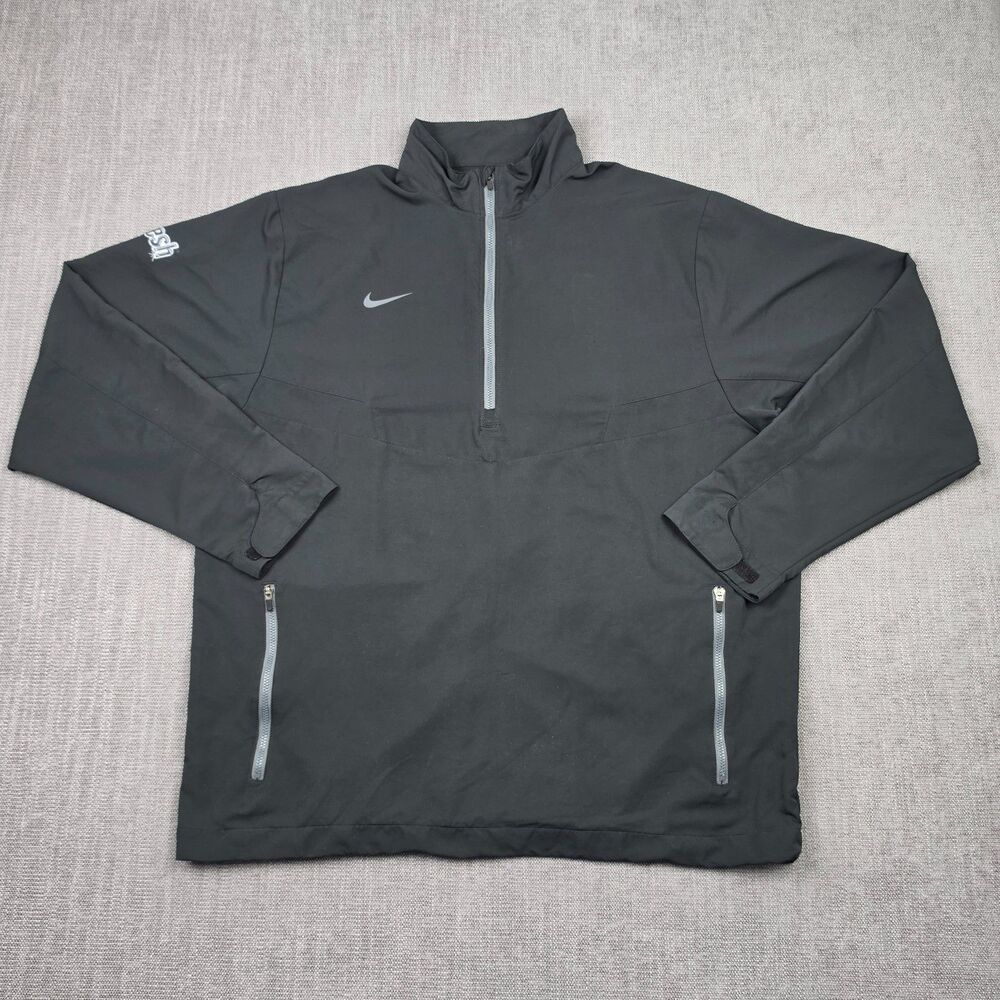 Nike Golf Men L Black Dri-Fit 1/2 Zip Light Jacket Windbreaker Pullover Athletic